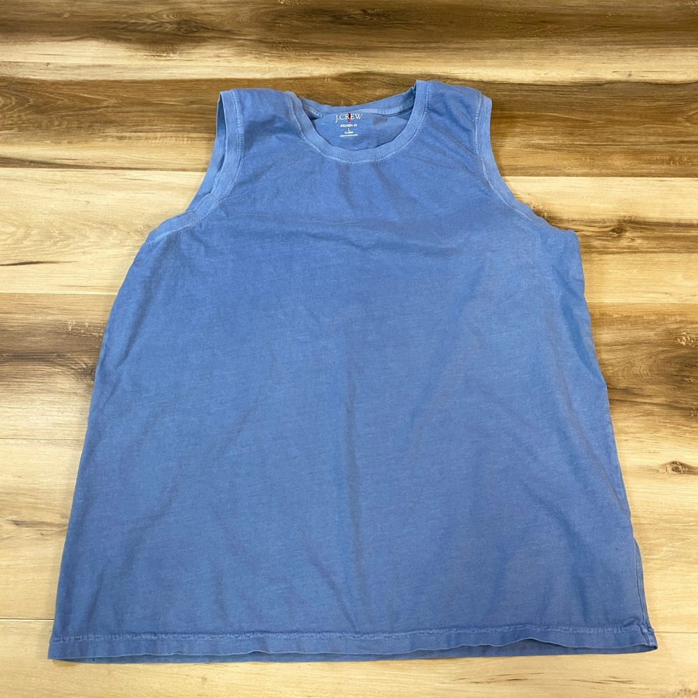 J.Crew Tank Top Mens Large Broken-In Cotton Classic Fit Blue Minimalist Summer
